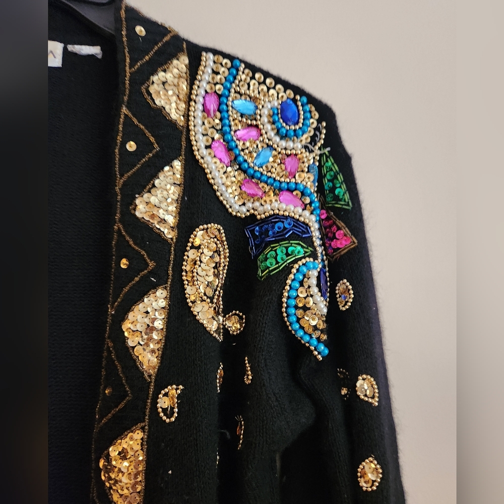 Cristina Vintage Silk and Angora beaded sweater - Picture 3 of 5